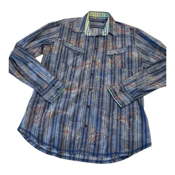 Georg Roth Los Angeles Designer Snap Button Flip Cuffs Mens Shirts Size Large - Picture 2 of 14